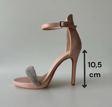 Sandale dama cu toc subtire bej 108 T4-3